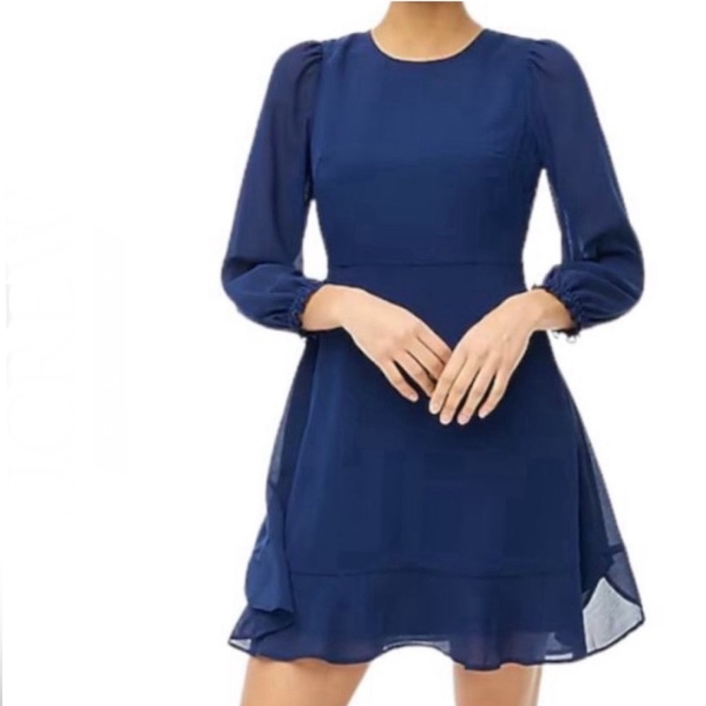 J.Crew Factory Flounce Mini Dress Antique Navy Size 8 Style BY478 New with tag